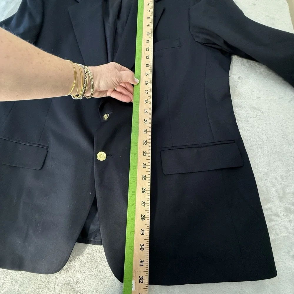 Vintage Stafford Blazer Men's 46R Navy Blu 100 Wool Gold Btn Jacket Sport Coat